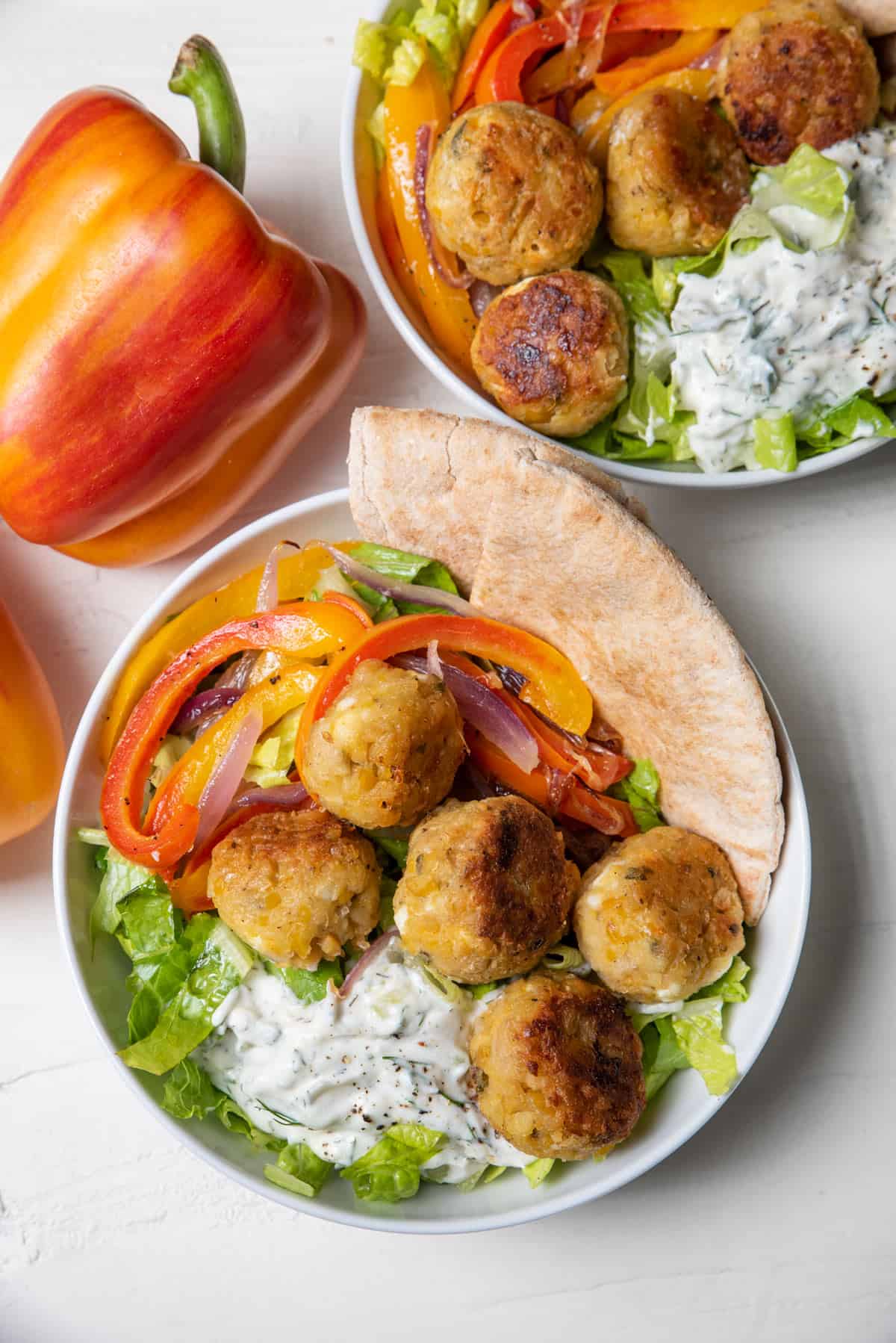 Vegetarian Gyro Bowl {With Chickpea Bites} - FeelGoodFoodie